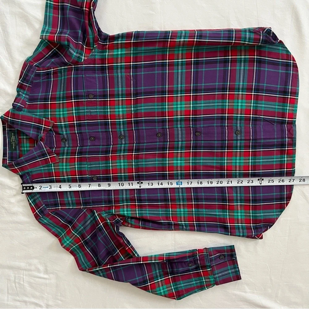 Lauren Ralph Lauren Women's Button Front Shirt Size M Purple Plaid Long Sleeve - Picture 8 of 9